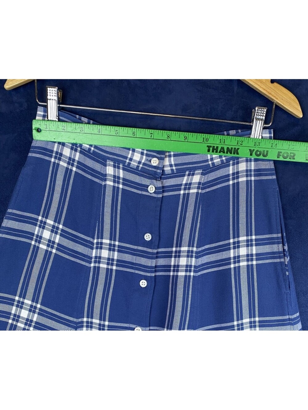 Ralph Lauren Polo Blue Plaid Godet Maxi Skirt Size 4 Small - Picture 6 of 10